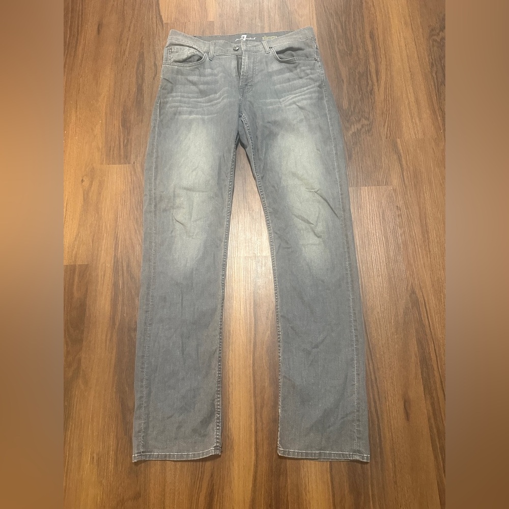 7 For All Mankind Men's Light Gray Jeans